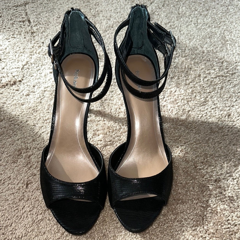 Style & Co Black Elegant Heels with Ankle Straps and Back heal zip